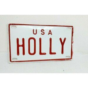Holly Personalized Mini License Plate – Red & White Collectible Bike Tag
